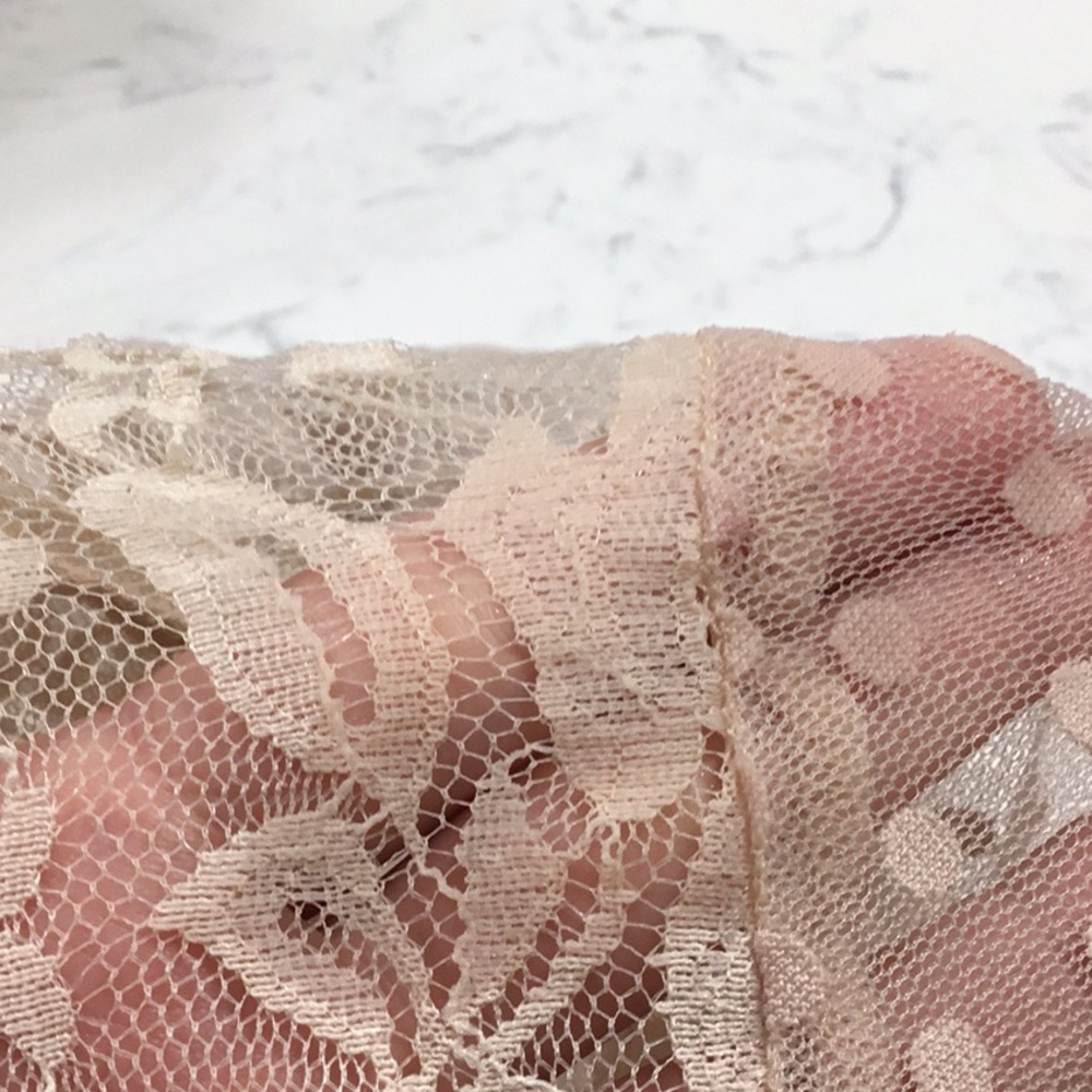 Frenchi Sheer Lace Polka Dot Babydoll Blouse Dusty Pink M - Picture 6 of 7